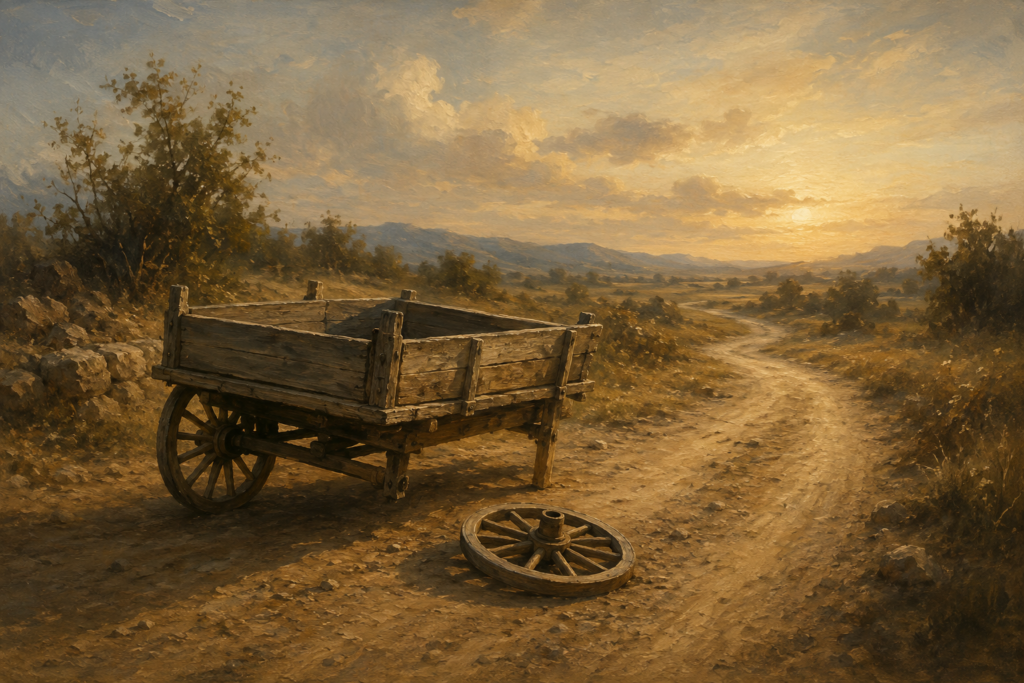A cart pushed too fast loses its wheel