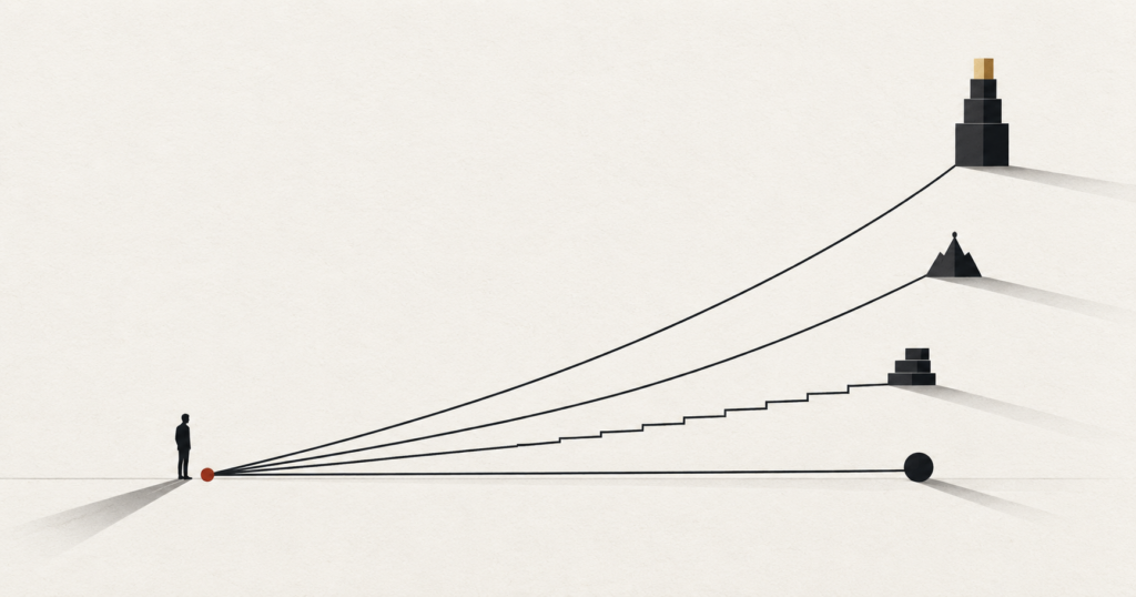 Four paths leading from one starting point to four different destinations, illustrating the four types of founder-led business.